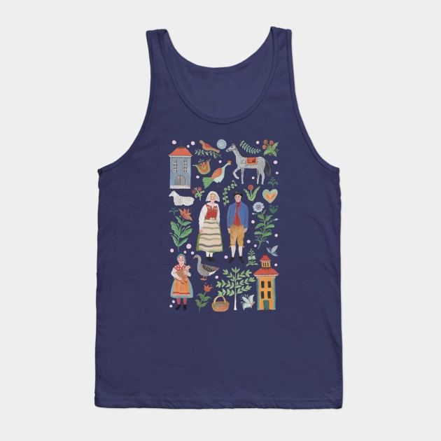 Swedish Folk Art Tank Top by Das Brooklyn